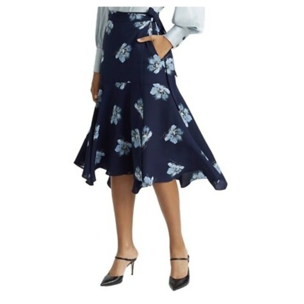 Club Monaco Women's Midi‎ Wrap Skirt Floral Print Size 4 Retail $169